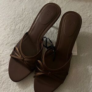Zara Women's Brown Slide Sandals